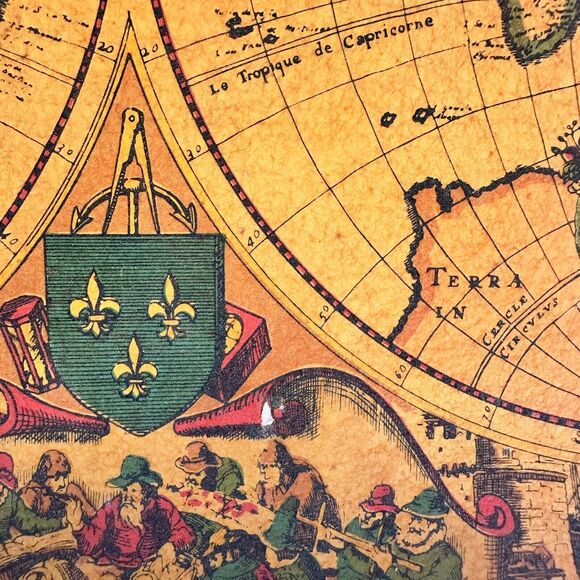 Set Of 4 VTG MCM Old World Map Globe Serving Tray M.B. Daniels & Co. New York - Picture 5 of 11